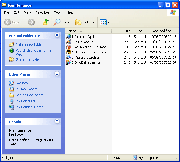 Typical Desktop Maintenance Folder